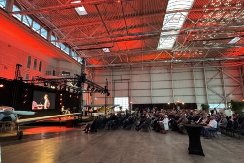 55 years Paderborn Lippstadt Airport. View of the big anniversary celebration in the former airberlin hangar.