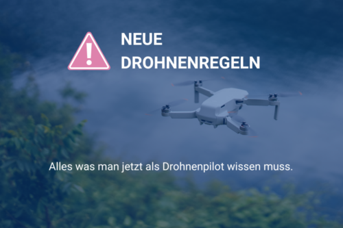 Bild einer Drohne mit Hinweis auf neue Regeln für Drohnenflüge in Kontrollzonen ab dem 06.08.2026