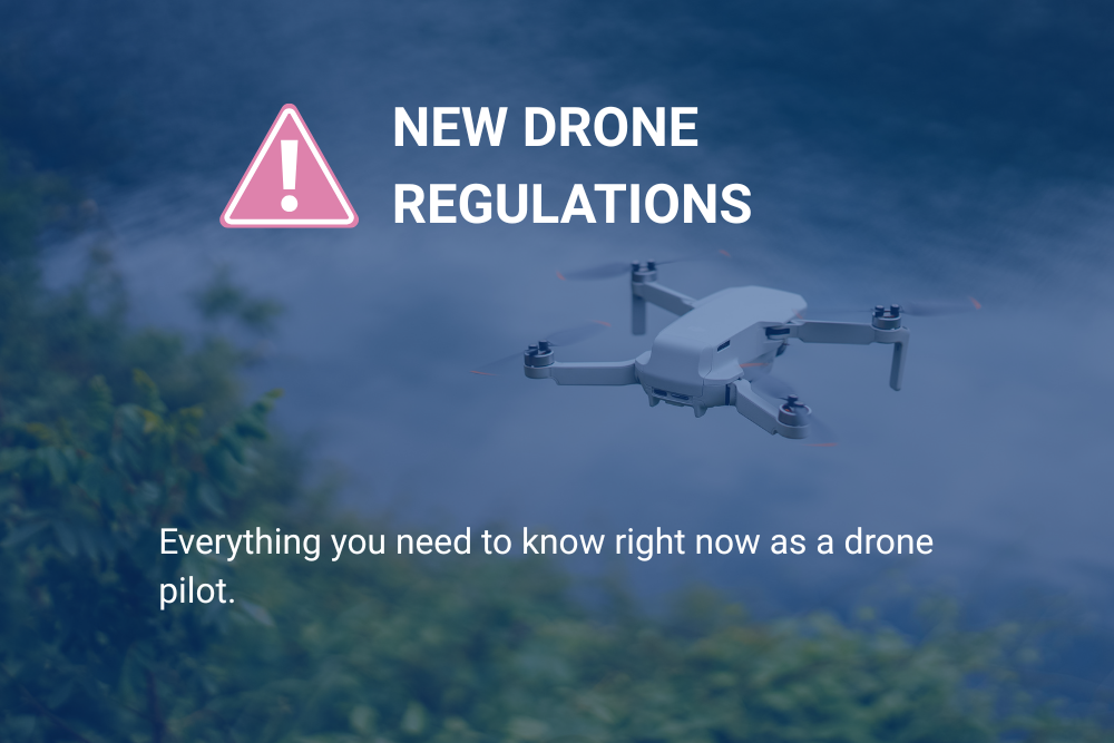Picture of a Drone with the note about new drone regulations since 06.08.2026 in Germany